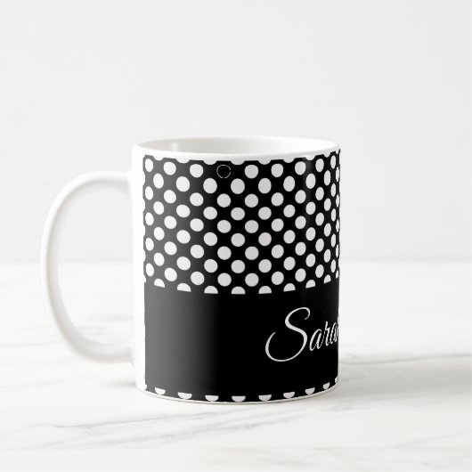Mug pois noir et blanc monochrome (Gauche)