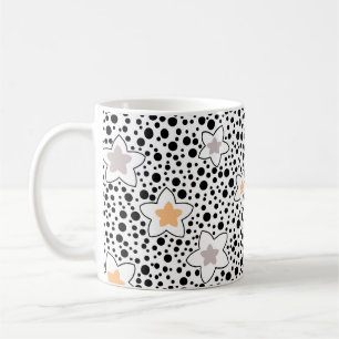 Mug Pois noir et blanc rétro avec étoiles