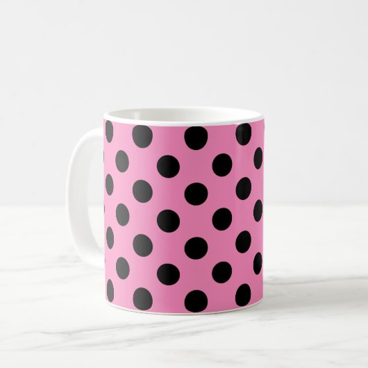 Mug Pois noirs en rose (Devant gauche)