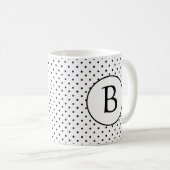 Mug Pois noirs et blancs avec monogramme (Devant droit)