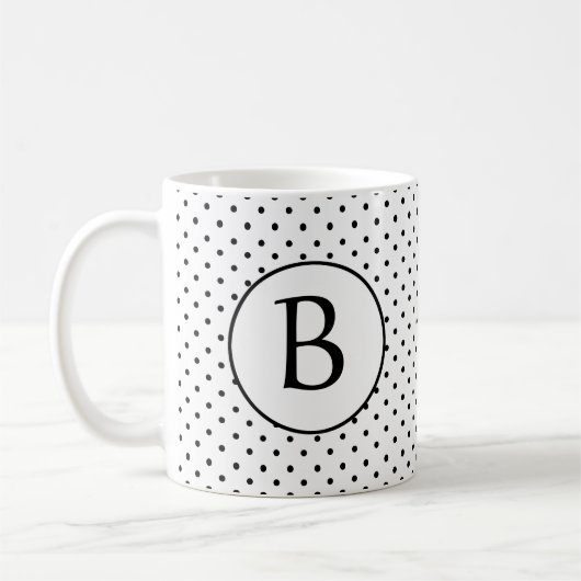 Mug Pois noirs et blancs avec monogramme (Gauche)