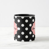 Mug Pois noirs et blancs avec Monogramme rose (Centre)