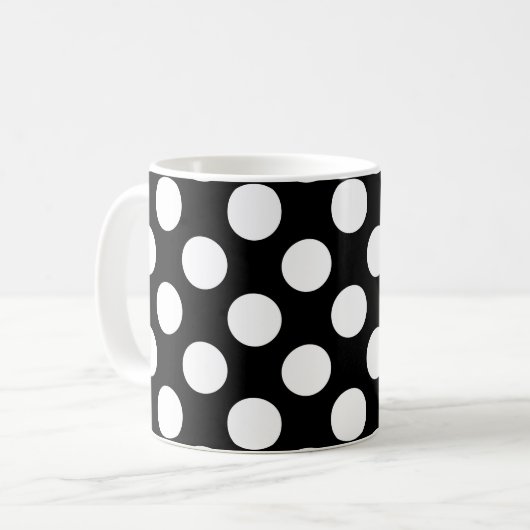 Mug Pois noirs et blancs, Motif Polka (Devant gauche)