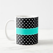 Mug Pois noirs et blancs Nom Aqua Monogram7 (Gauche)