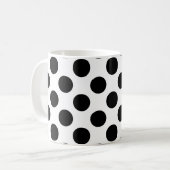 Mug Pois noirs et blancs, pointillés, Votre nom (Devant gauche)