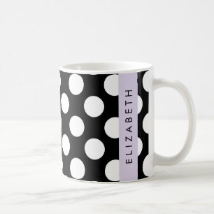 Mug Pois noirs et blancs, pointillés, Votre nom