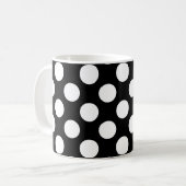 Mug Pois noirs et blancs, pointillés, Votre nom (Devant gauche)