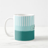 Mug Pois nommé de rayures de Teal personnalisé par (Gauche)