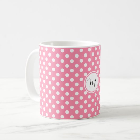 Mug Pois roses et blancs (Devant gauche)