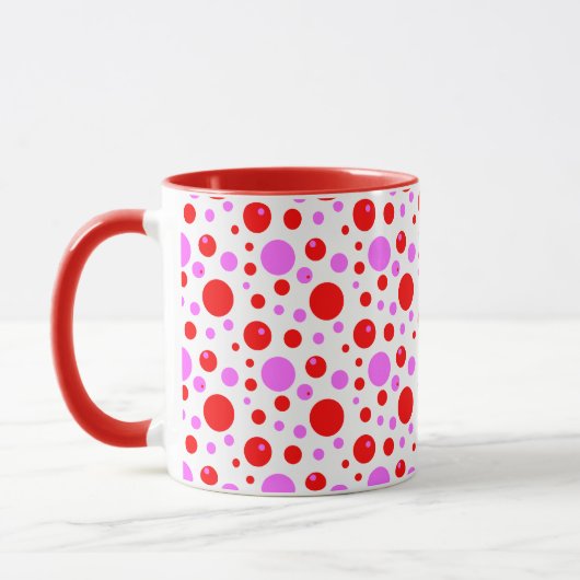 Mug Pois roses et rouges (Gauche)