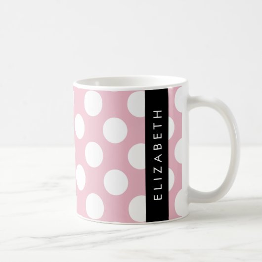 Mug Pois roses, Motif Pointe Polka, Votre Nom (Droite)