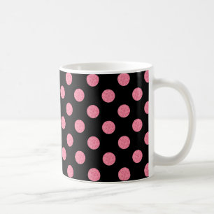 Mug pois roses tourbillonnant sur arrière - plan noir