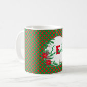 Mug pois rouge et vert Botanique sur mesure Monogramme (Devant gauche)