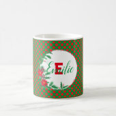 Mug pois rouge et vert Botanique sur mesure Monogramme (Centre)