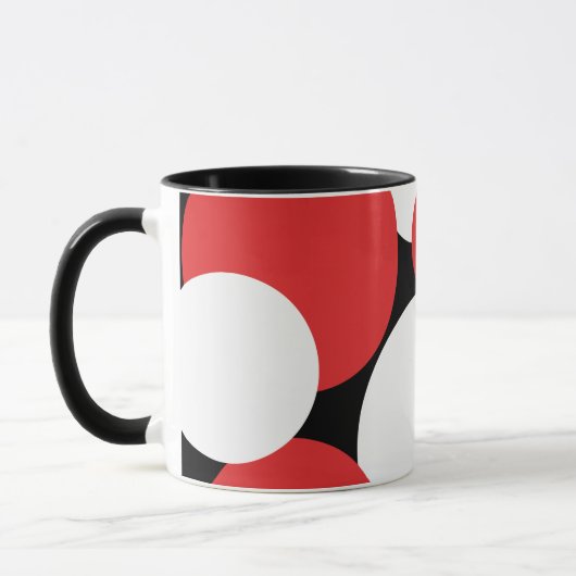 Mug Pois rouges noirs et blancs (Gauche)