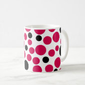 Mug pois rouges noirs rétro sur fond blanc (Devant droit)