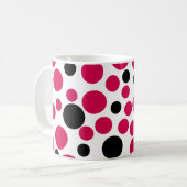 Mug pois rouges noirs rétro sur fond blanc (Devant gauche)