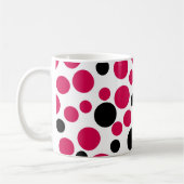 Mug pois rouges noirs rétro sur fond blanc (Gauche)