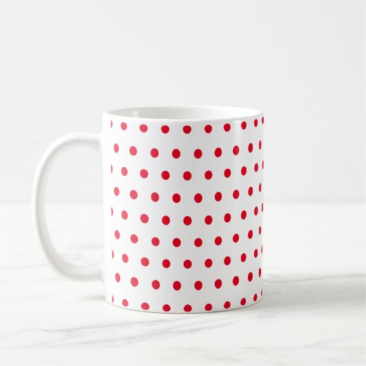 Mug Pois rouges rétro classique en blanc (Gauche)