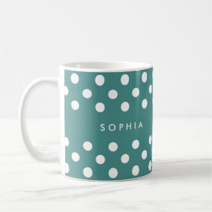Mug Pois turquoise personnalisé