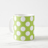 Mug Pois verts, Motif Pointe Polka, Votre Nom (Devant gauche)