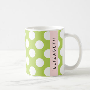 Mug Pois verts, Motif Pointe Polka, Votre Nom