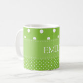 Mug Pois verts simples et élégants personnalisés (Devant gauche)