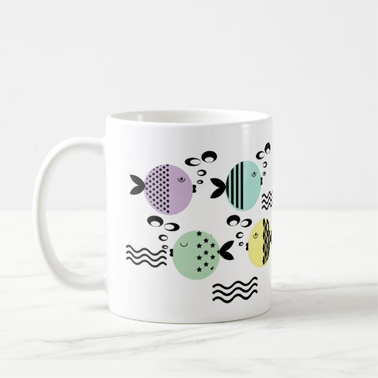 Mug Poisson abstrait sans couture scandinave moderne m (Gauche)