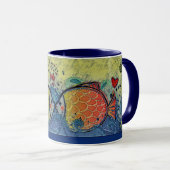 Mug Poisson Baiser Amour en Bleu (Devant droit)