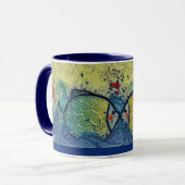 Mug Poisson Baiser Amour en Bleu (Devant gauche)