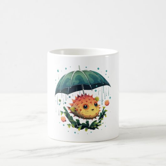 Mug Poisson ballon journée pluvieuse avec parapluie (Centre)
