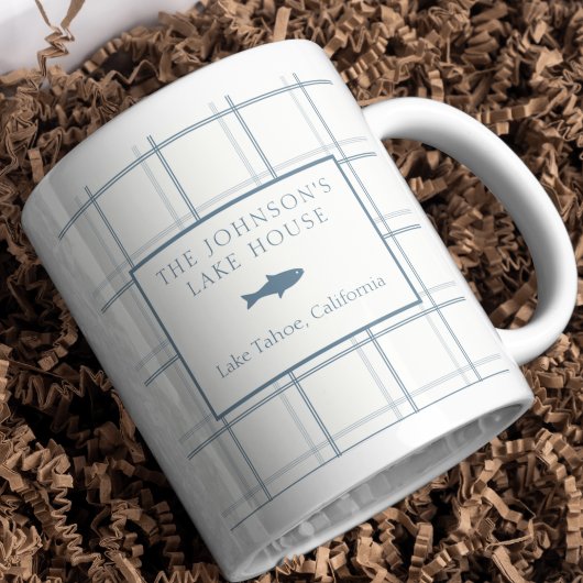 Mug Poisson Bleu de la Maison de Lac Plaid Classable