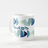 Mug Poisson bleu de natation Abstraite (Devant gauche)