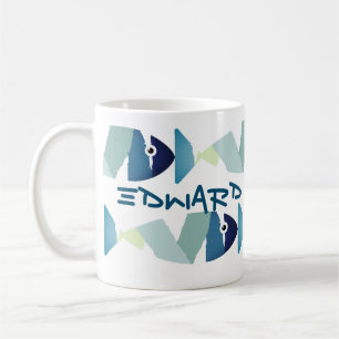 Mug Poisson bleu de natation Abstraite