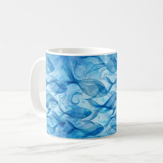 Mug Poisson Bleu Fluide Abstrait Harmonieux (Devant gauche)