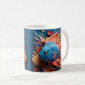 Mug Poisson bleu imprimé 3D Tropical (Devant droit)