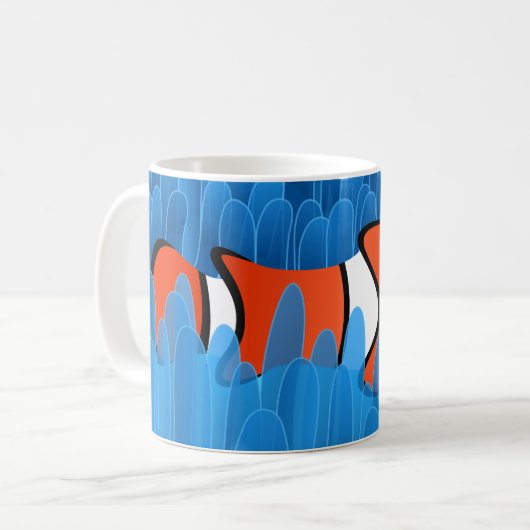 Mug Poisson clown mignon et belle anémone bleu vert (Devant gauche)