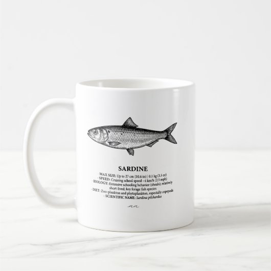Mug Poisson de banc de sardines Vintage  (Gauche)