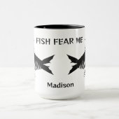 Mug Poisson de nom et de texte personnalisés (Centre)