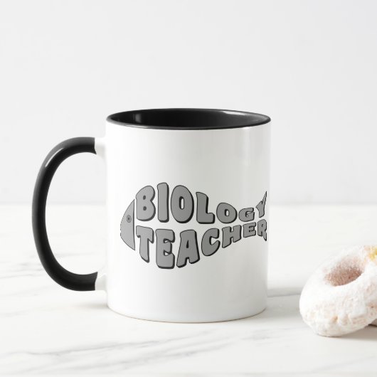 Mug Poisson enseignant en biologie (Avec donut)