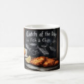 Mug Poisson et frites classiques et illustration de ta (Devant droit)