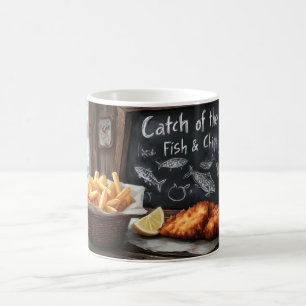 Mug Poisson et frites classiques et illustration de ta