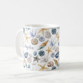 Mug Poisson-étoile et coquillages personnalisés (Devant gauche)