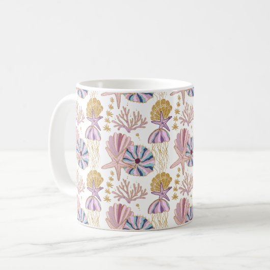 Mug Poisson-étoile personnalisé Coquille bleu violet r (Devant gauche)