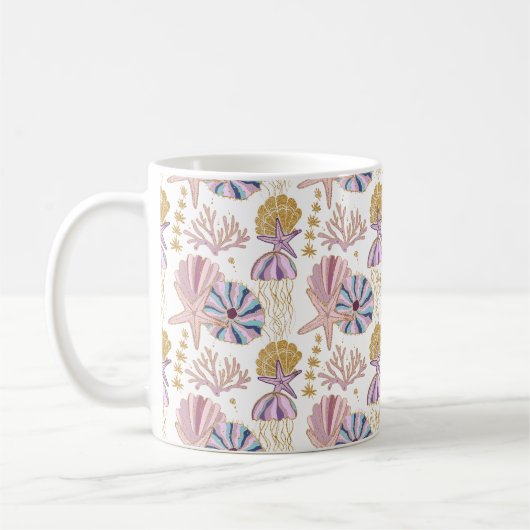 Mug Poisson-étoile personnalisé Coquille bleu violet r (Gauche)