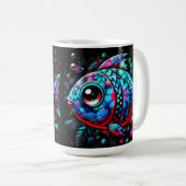 Mug Poisson floral géant Whimsical Nautique Turquoise (Devant droit)
