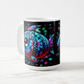 Mug Poisson floral géant Whimsical Nautique Turquoise (Devant gauche)