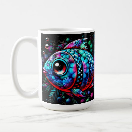 Mug Poisson floral géant Whimsical Nautique Turquoise (Gauche)