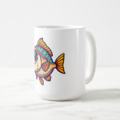 Mug "Poisson funky avec autocollant de lunettes de sol (Devant droit)