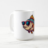 Mug "Poisson funky avec autocollant de lunettes de sol (Devant gauche)